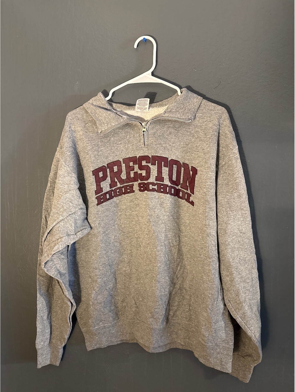 Jerzees NuBlend Preston High School Gray Quarter Zip Sweatshirt LG